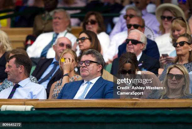 Labour deputy leader Tom Watson watching the Rafael Nadal versus Donald Young Second Round Tie at Wimbledon on July 5, 2017 in London, England.