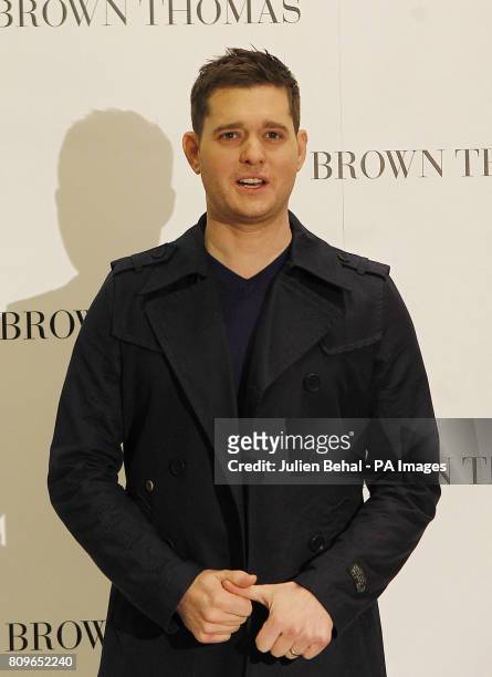 Canadian artist Michael Buble outside Brown Thomas in Dublin during his visit to Dublin to promote his album 'Christmas' and to switch on the...