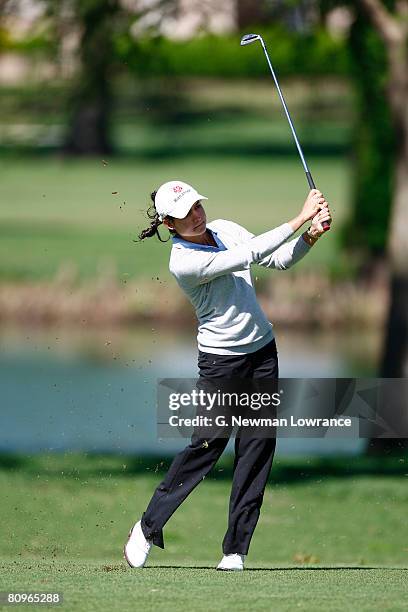 Lorena Ochoa of Mexico hits a shot on the 7th hole during the second round of the SemGroup Championship presented by John Q. Hammons on May 2, 2008...