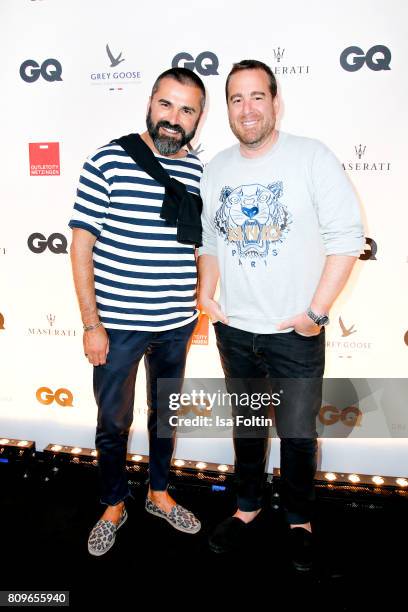 Andreas Haumesser and Joerg Bernicken attend the GQ Mension Style Party 2017 at Austernbank on July 5, 2017 in Berlin, Germany.