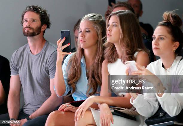 Arne Friedrich , Victoria Swarovski and her sister Paulina Swarovski attend the 'Designer for Tomorrow' show during the Mercedes-Benz Fashion Week...