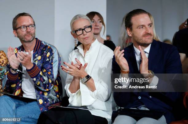 Marcus Luft, Christiane Arp and John Cloppenburg watch the fashion talent award 'Designer for Tomorrow' by Peek & Cloppenburg and Fashion ID hosted...