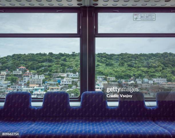 monorail train compartment, naha, okinawa, japan - 鉄道 ストックフォトと画像