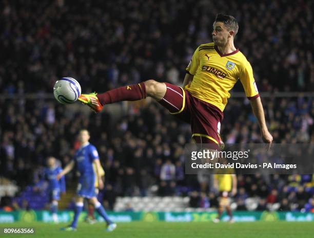Burnley's Jay Rodriguez tries his luck during the npower Championship match at St Andrews, Birmingham.