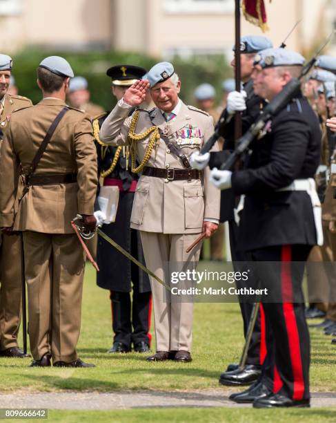 Prince Charles, Prince of Wales celebrates the Army Air Corps' 60th Anniversary and attends a consecration service for the Corps' new Guidon at...