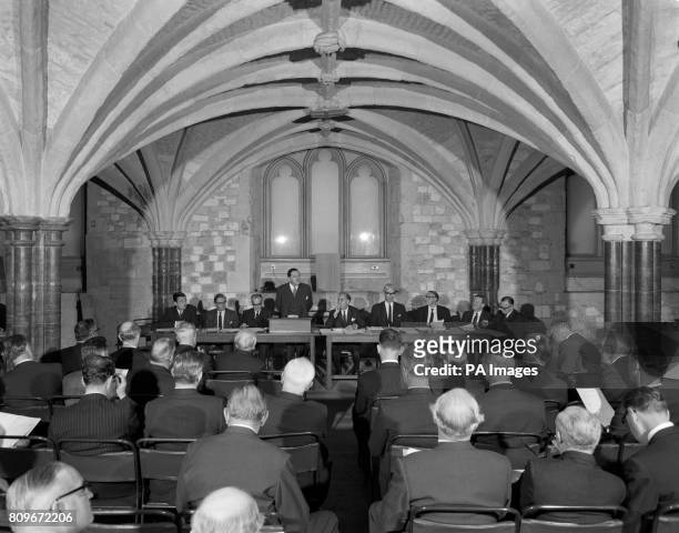 An historic setting, the Crypt beneath Guildhall, London, for the one hundredth annual general meeting of The Press Association, Britain's national...