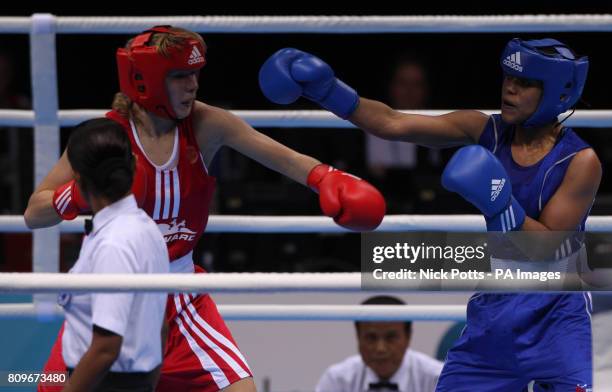 Great Britain's Natasha Jonas during her win over Russia's Anastasia Belyakova in the Women Light semi final during the Boxing International...