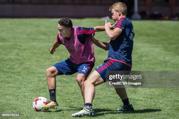 Abdelhak Nouri of Ajax, Matthijs de Ligt of Ajaxduring the pre-season summer training camp of Ajax Amsterdam at Lindenstadion on July 06, 2017 in...