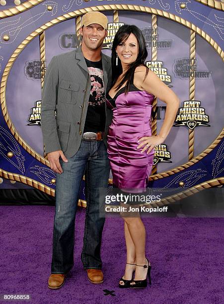 Radio host Jay Baker and fiance singer Sara Evans attend the 2008 CMT Music Awards at the Curb Events Center at Belmont University on April 14, 2008...