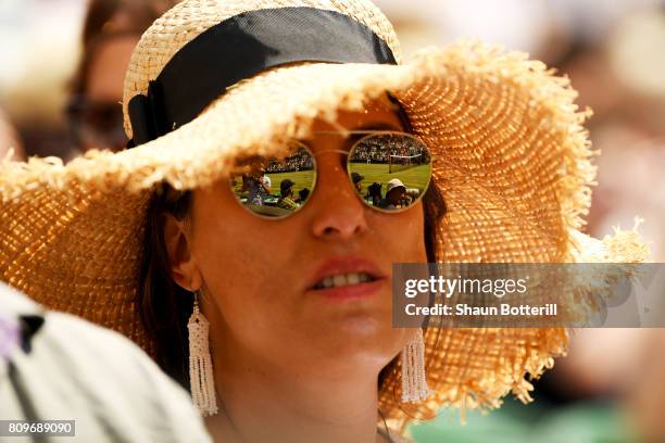 Spectator looks on during the Gentlemen's Singles second round match between Kyle Edmund of Great Britain and Gael Monfils of France on day four of...