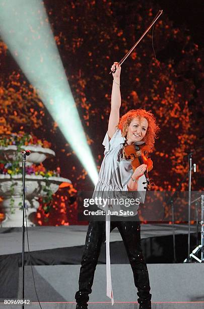 Musician Fionnuala Sherry of Secret Garden performs at the Great Hall of the People on May 2, 2008 in Beijing, China.