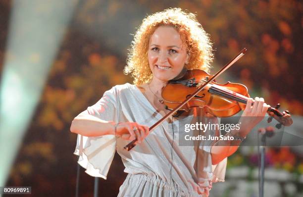 Musician Fionnuala Sherry of Secret Garden performs at the Great Hall of the People on May 2, 2008 in Beijing, China.