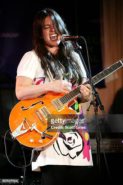 Musician Rachael Yamagata performs at the Tribeca ASCAP Music Lounge held at the Canal Room during the 2008 Tribeca Film Festival on May 2, 2008 in...