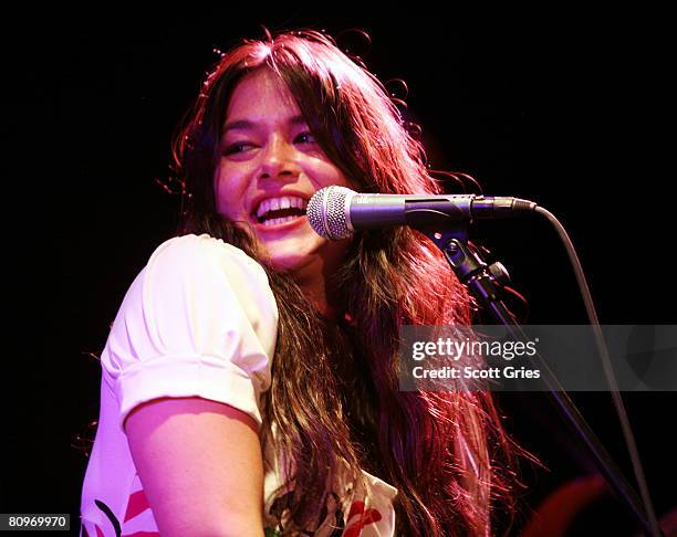 Musician Rachael Yamagata performs at the Tribeca ASCAP Music Lounge held at the Canal Room during the 2008 Tribeca Film Festival on May 2, 2008 in...