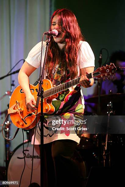 Musician Rachael Yamagata performs at the Tribeca ASCAP Music Lounge held at the Canal Room during the 2008 Tribeca Film Festival on May 2, 2008 in...