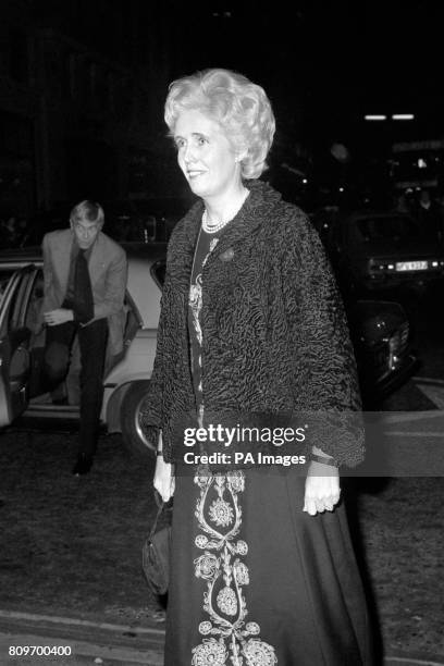 Lady Falkender, the Prime Minister's personal secretary arriving at the Leicester Square Theatre for the premiere of the sci-fi film "The Man Who...