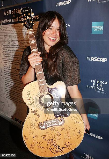 Musician Rachael Yamagata poses at the Tribeca ASCAP Music Lounge held at the Canal Room during the 2008 Tribeca Film Festival on May 2, 2008 in New...