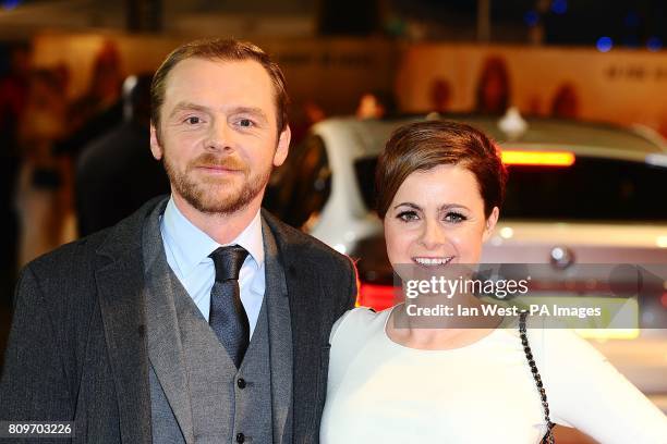 Simon Pegg and Wife Maureen McCann arriving for the UK premiere of Mission:Impossible Ghost Protocol, at the BFI IMAX, Waterloo, London.