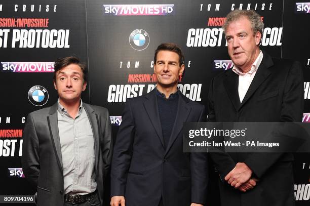 Richard Hammond, Tom Cruise and Jeremy Clarkson arriving for the UK premiere of Mission:Impossible Ghost Protocol, at the BFI IMAX, Waterloo, London.