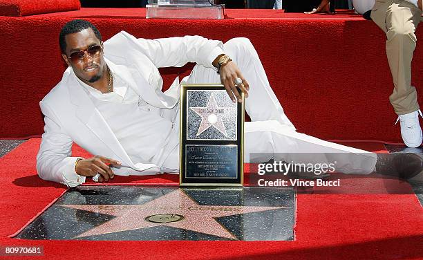 Actor-rapper Sean "Diddy" Combs attends the ceremony honoring him with a star on the Hollywood Walk of Fame on May 2, 2008 on Hollywood Boulevard in...