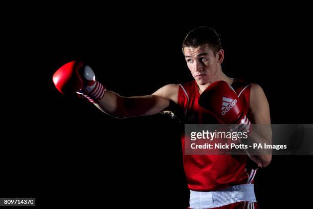 Great Britain boxer Callum Smith from Liverpool poses for photographers during the London 2012 test event photocalls at the Excel Arena, London.