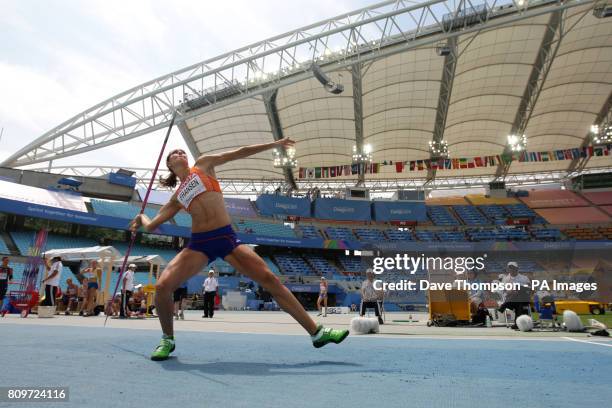 Holland's Remona Fransen during the Heptathlon javelin