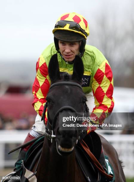 Richrd Johnson on Saint Are in The Cheltenham Pony Club Raceday Novices SteepleChase at Cheltenham Racecourse today