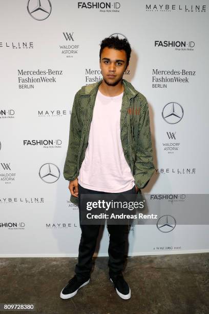 Langston Uibel attends the 'Designer for Tomorrow' show during the Mercedes-Benz Fashion Week Berlin Spring/Summer 2018 at Kaufhaus Jandorf on July...