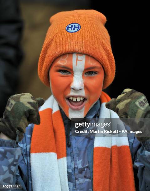 Blackpool fan Ryan McDonald during the FA Cup, Third Round match at Highbury Stadium, Fleetwood.