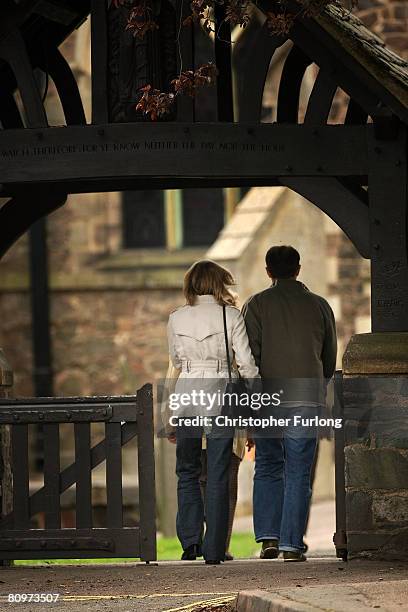 Gerry and Kate McCann arrive at the Church of St Mary and St John in their Leicestershire home town of Rothley for a prayer service to mark one year...