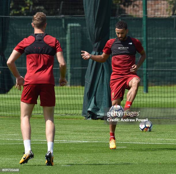 Kevin Stewart of Liverpool during a training session at Melwood Training Ground on July 6, 2017 in Liverpool, England.