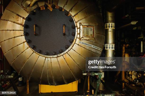 Detail of equipment inside the decommissioned Brent Delta Topside oil platform at the Able UK site at Seaton Port on July 6, 2017 in Hartlepool,...