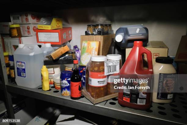 Stores of food remain on shelves in the galley onboard the decommissioned Brent Delta Topside oil platform at the Able UK site at Seaton Port on July...