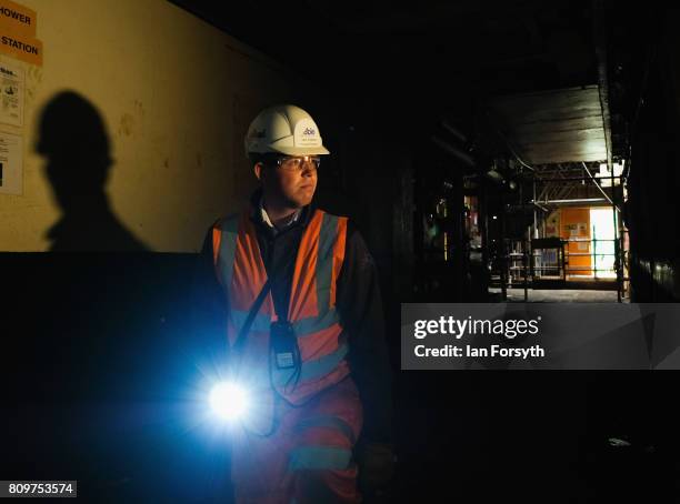 Trainee Destruct Engineer, Jack Anderson stands in one of the passage ways onboard the decommissioned Brent Delta Topside oil platform at the Able UK...