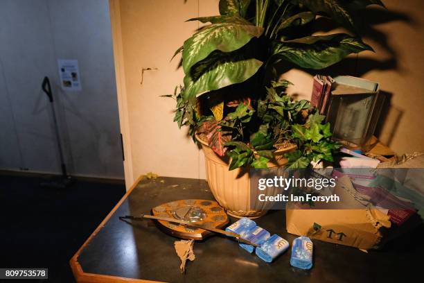 Items left onboard the decommissioned Brent Delta Topside oil platform at the Able UK site at Seaton Port on July 6, 2017 in Hartlepool, United...