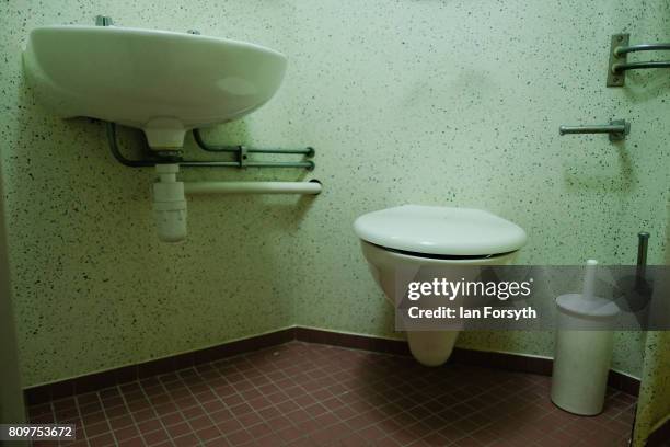 The washroom facilities inside one of the crew cabins inside the decommissioned Brent Delta Topside oil platform at the Able UK site at Seaton Port...