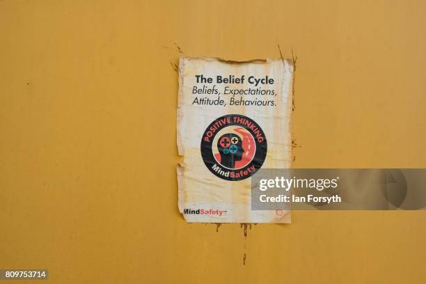 Health and safety signs on the decommissioned Brent Delta Topside oil platform at the Able UK site at Seaton Port on July 6, 2017 in Hartlepool,...