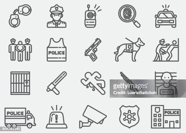 police line icons - cuff stock illustrations