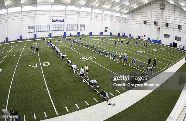 General view of players during rookie training camp at the Detroit Lions Headquarters and Training Facility on May 3, 2008 in Allen Park, Michigan.