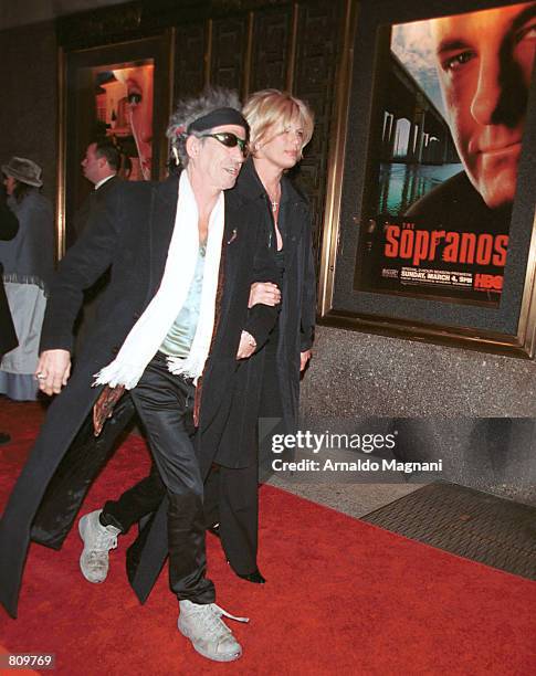 Keith Richards and wife Patty Hanson arrive for the world premiere of the third season of the HBO series "The Sopranos" February 21, 2001 at Radio...
