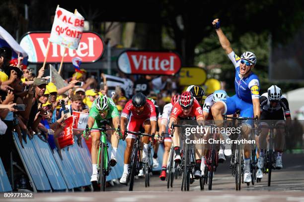 Marcel Kittel of Germany and Team Quick-Step Floors celebrates winning stage six of the 2017 Le Tour de France, a 216km road stage from Troyes to to...