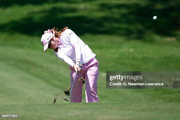 Paula Creamer hits a shot on the 9th hole during the third round of the SemGroup Championship presented by John Q. Hammons on May 3, 2008 at Cedar...