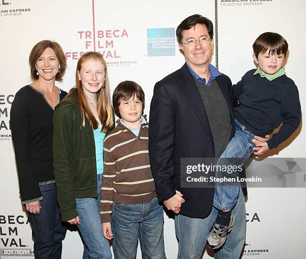 Actor/writer Stephen Colbert , wife Evelyn McGee and family attend the premiere of "Speed Racer" during the 2008 Tribeca Film Festival on May 3, 2008...