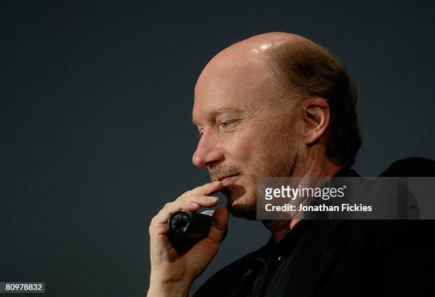 Screenwriter Paul Haggis speaks during a filmmaker event at the Soho Apple Store May 3, 2008 in New York City.