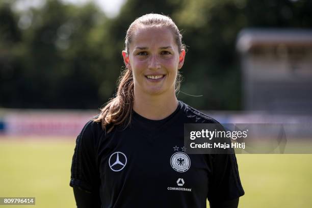 Laura Benkarth poses during Germany Women's Team Presentation on July 6, 2017 in Heidelberg, Germany.