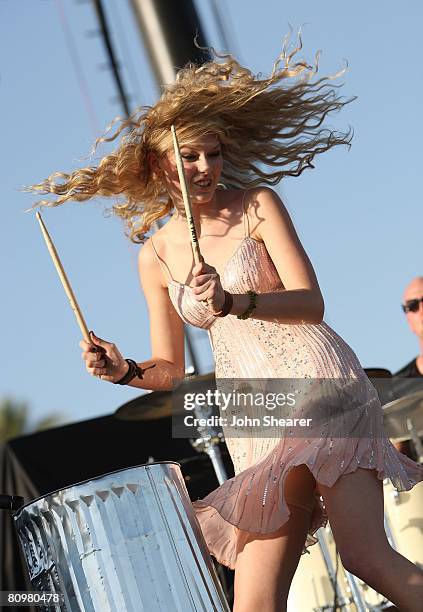 Musician Taylor Swift performs during day 2 of Stagecoach, California's Country Music Festival held at the Empire Polo Field on May 3, 2008 in Indio,...