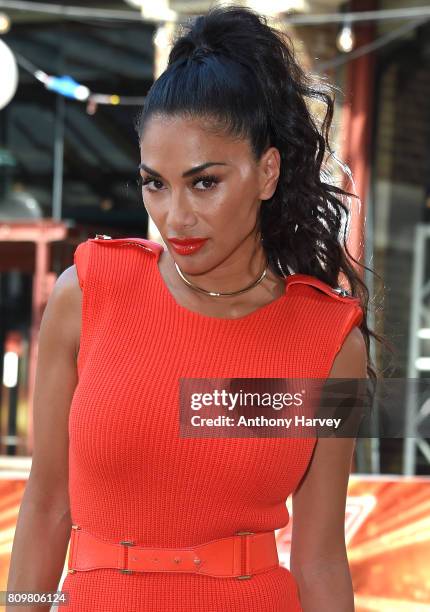Nicole Scherzinger arrives for the London auditions of The X Factor at Tobacco Dock on July 6, 2017 in London, England.