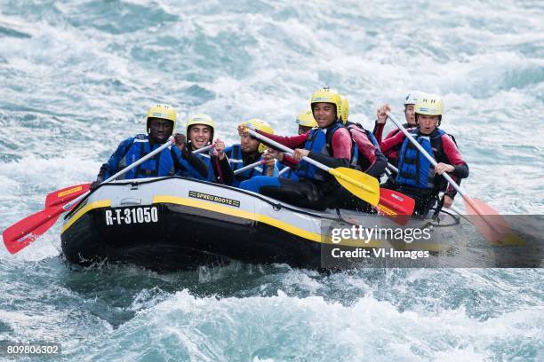 A boat with Davinson Sanchez of Ajax, Abdelhak Nouri of Ajax, Jairo Riedewald of Ajax, Justin Kluivert of Ajax, Hakim Ziyech of Ajax, Daley...