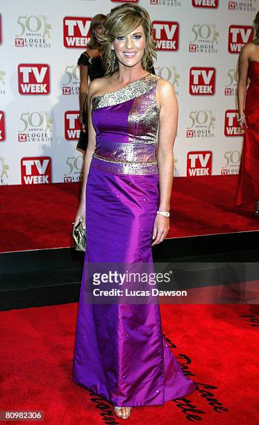 Personality Kylie Gillies arrives on the red carpet at the 50th Annual TV Week Logie Awards at the Crown Towers Hotel and Casino on May 4, 2008 in...