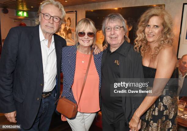 Leigh Lawson, Twiggy, Bill Wyman and Suzanne Wyman attend Sticky Fingers' 28th Birthday hosted by Bill Wyman on July 6, 2017 in London, England.